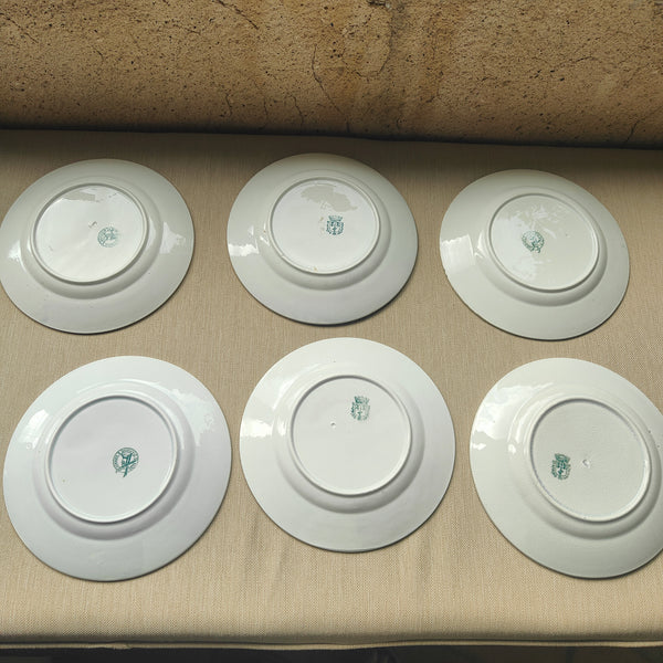 6 assiettes à dessert en barbotine Saint Amand Hamage