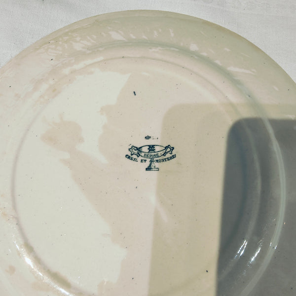 6 assiettes terre de fer Linotte Creil et Montereau