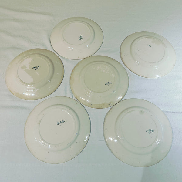 6 assiettes terre de fer Linotte Creil et Montereau